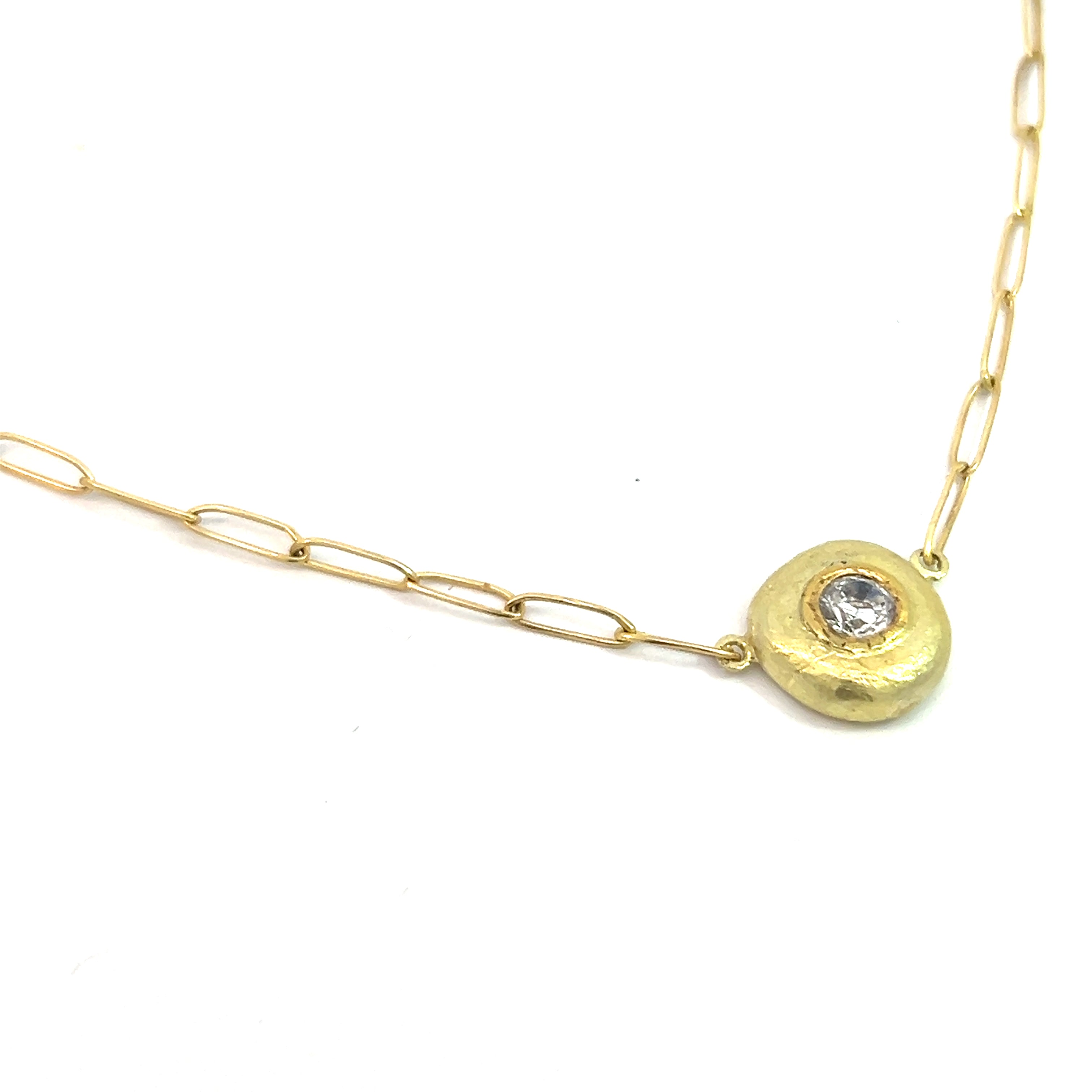 18k pebble necklace with cz