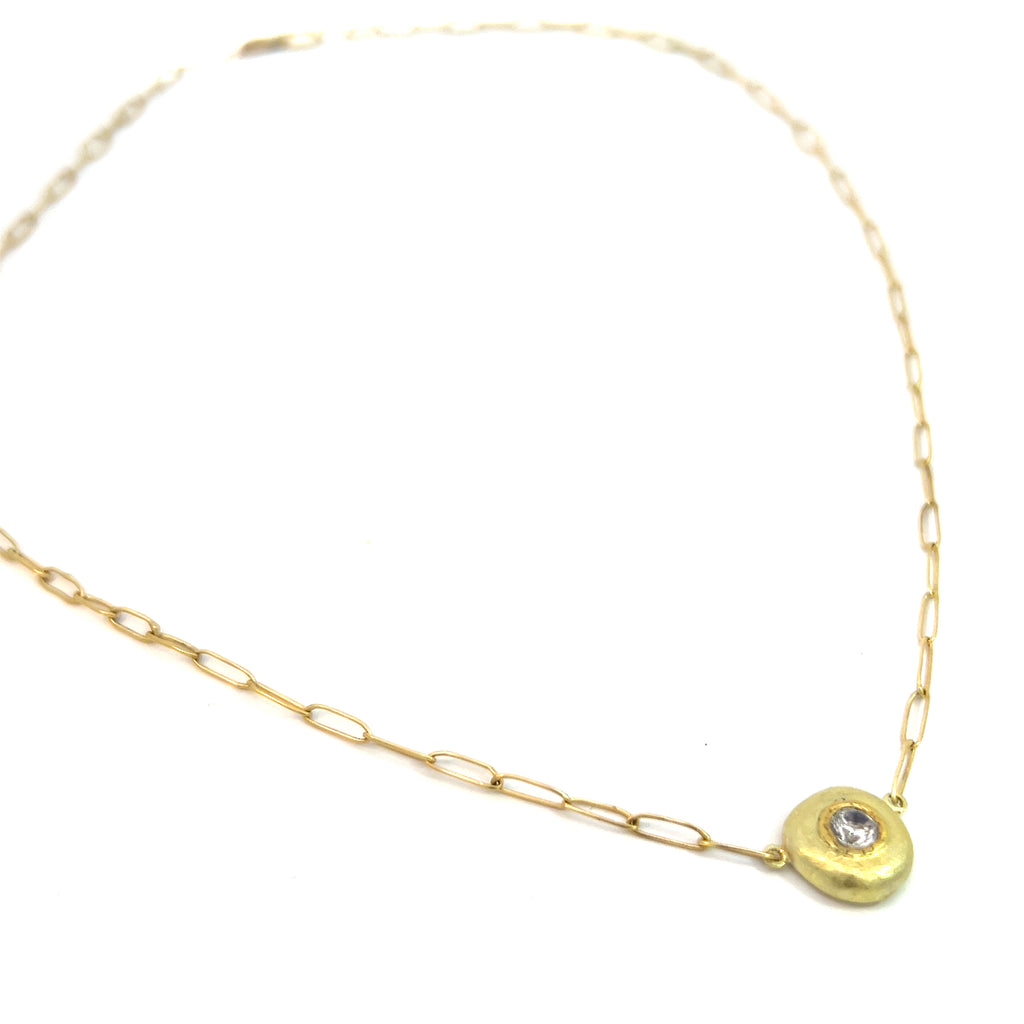 18k pebble necklace with cz