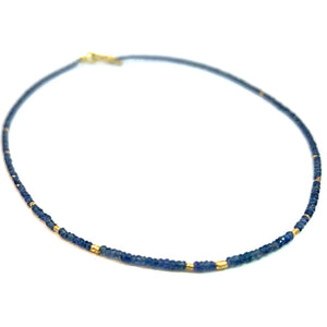 Sapphire and 18k bead necklace