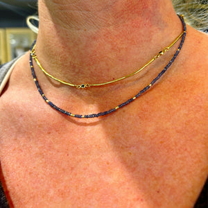 Sapphire and 18k bead necklace